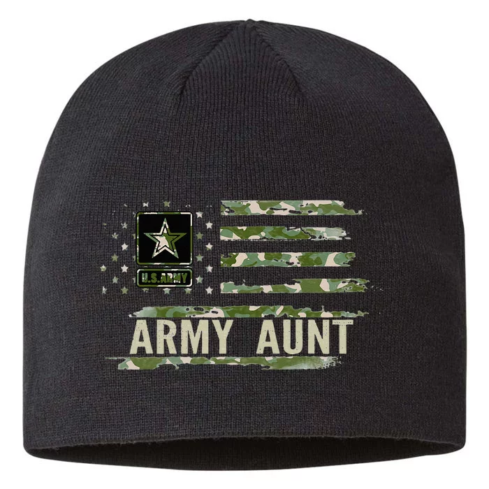 Vintage Army Aunt With Camo American Flag For Veteran Gift 8 1/2in Sustainable Knit Beanie