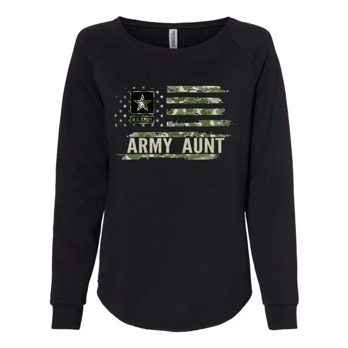 Vintage Army Aunt With Camo American Flag For Veteran Gift Womens California Wash Sweatshirt