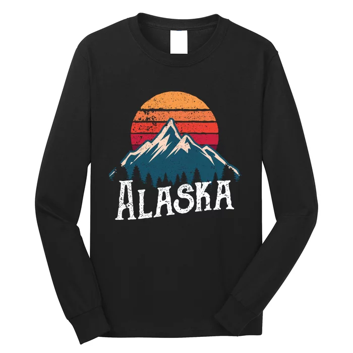 Vintage AK Alaska Mountains Outdoor Wildness Hoodie Long Sleeve Shirt