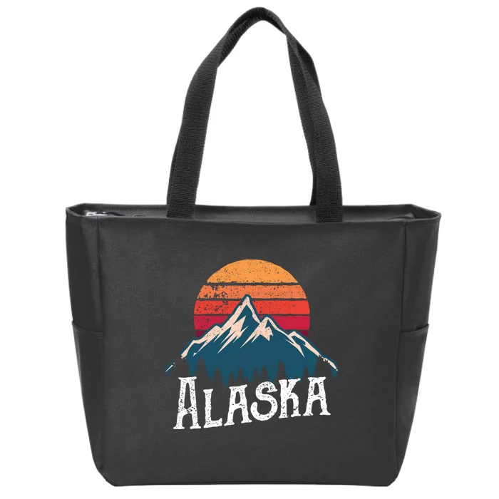 Vintage AK Alaska Mountains Outdoor Wildness Hoodie Zip Tote Bag