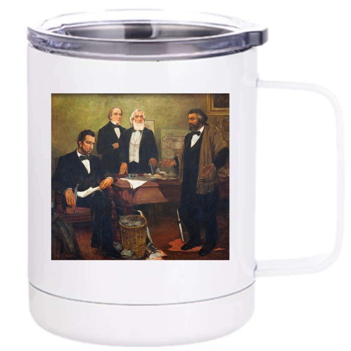 Vintage Art Abraham Lincoln Frederick Douglass Juneteenth Cute Gift Front & Back 12oz Stainless Steel Tumbler Cup