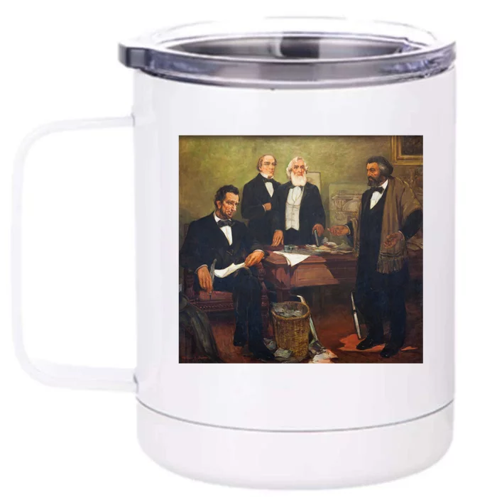 Vintage Art Abraham Lincoln Frederick Douglass Juneteenth Cute Gift Front & Back 12oz Stainless Steel Tumbler Cup