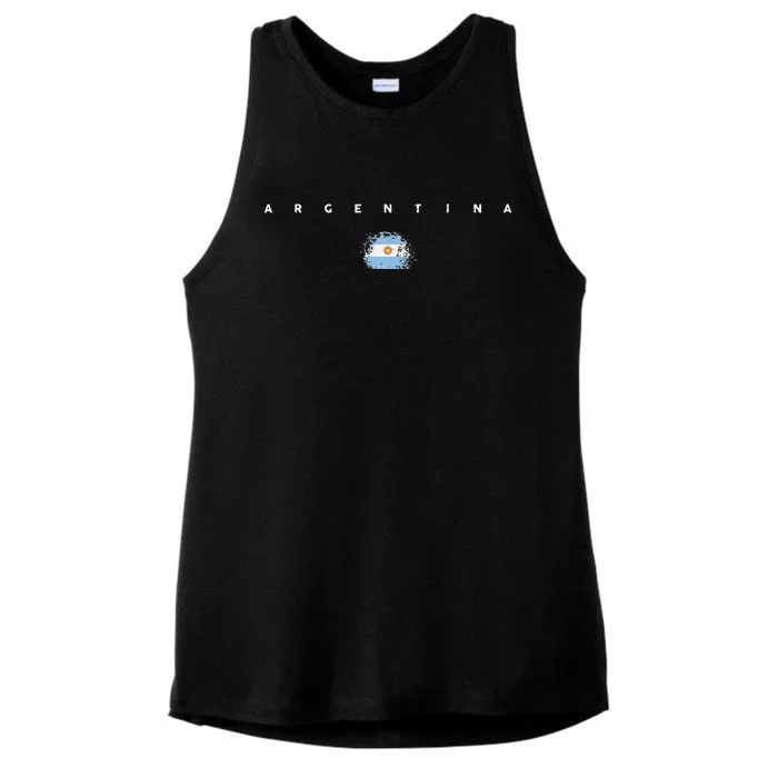 Vintage Argentina Argentinian Flag Pride soccer player Ladies Tri-Blend Wicking Tank