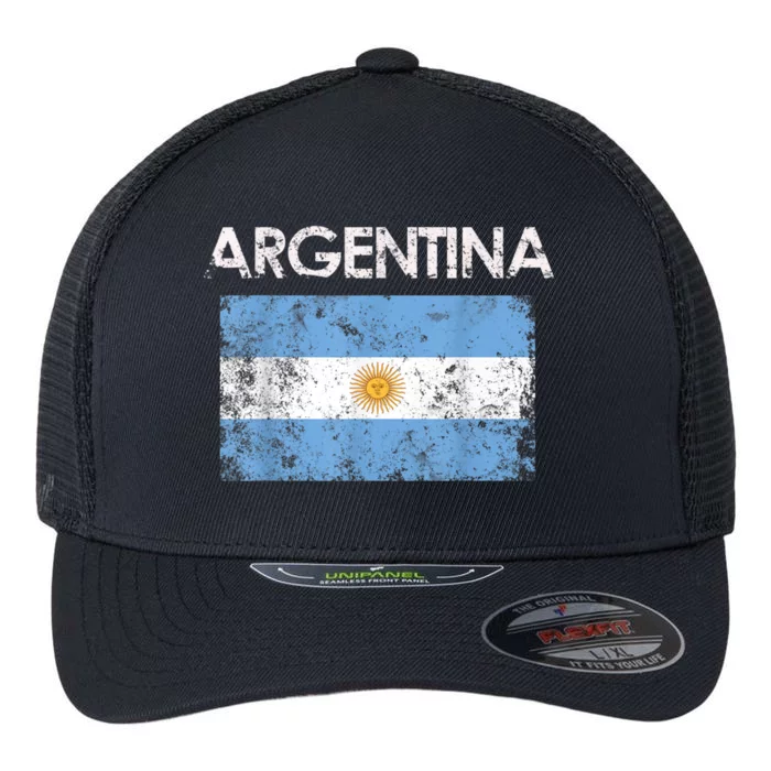 Vintage Argentina Argentinian Flag Pride Gift Flexfit Unipanel Trucker Cap