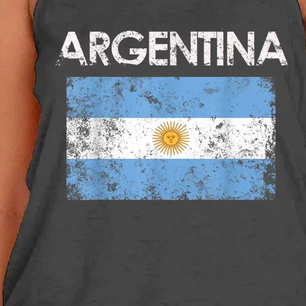 Vintage Argentina Argentinian Flag Pride Gift Women's Knotted Racerback Tank