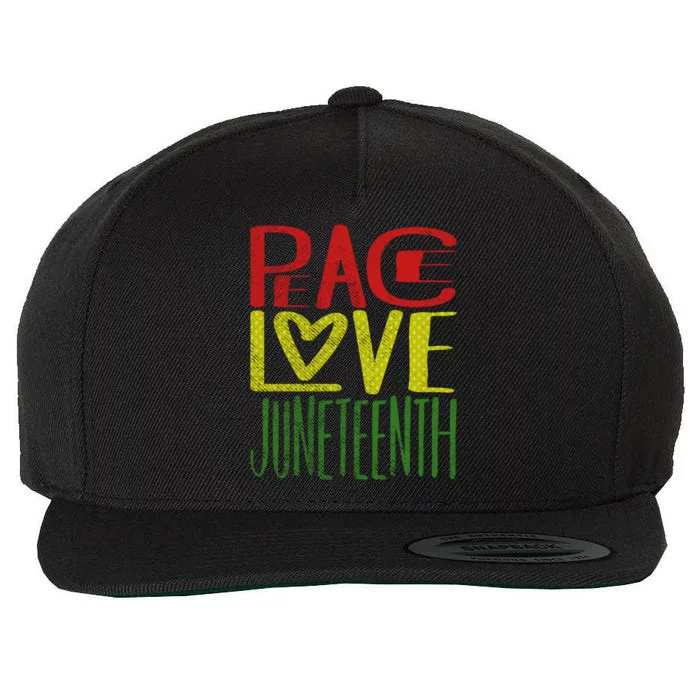 Vintage African American Black Pride Gift Peace Love Juneteenth Cool Gift Wool Snapback Cap