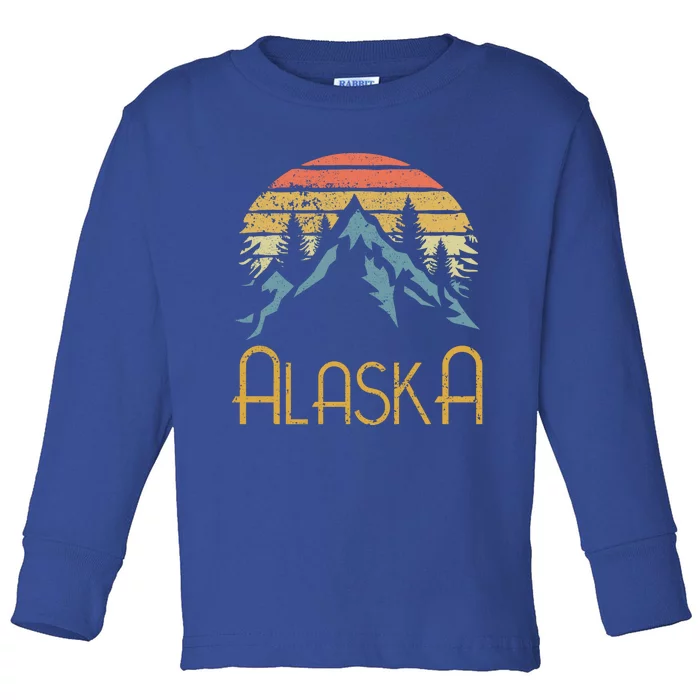 Vintage Ak Alaska Mountains Outdoor Adventure Funny Gift Toddler Long Sleeve Shirt