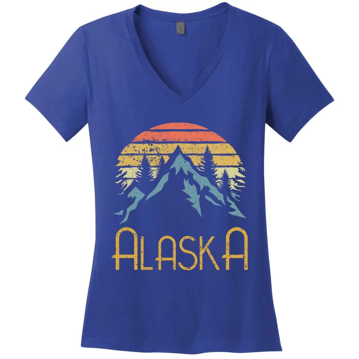 Vintage Ak Alaska Mountains Outdoor Adventure Funny Gift Women's V-Neck T-Shirt