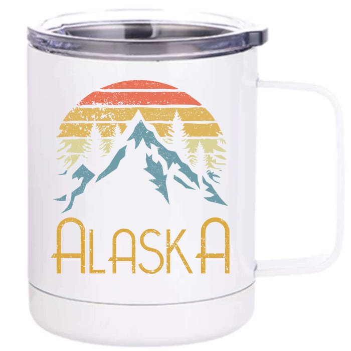 Vintage Ak Alaska Mountains Outdoor Adventure Funny Gift Front & Back 12oz Stainless Steel Tumbler Cup