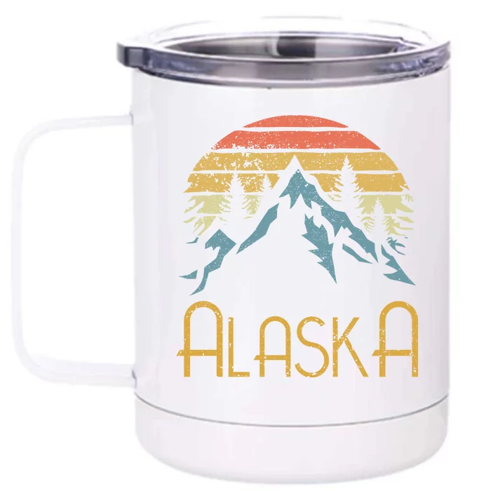 Vintage Ak Alaska Mountains Outdoor Adventure Funny Gift Front & Back 12oz Stainless Steel Tumbler Cup