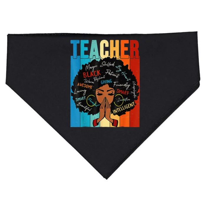 Vintage Afro Black History Month African American Teacher USA-Made Doggie Bandana