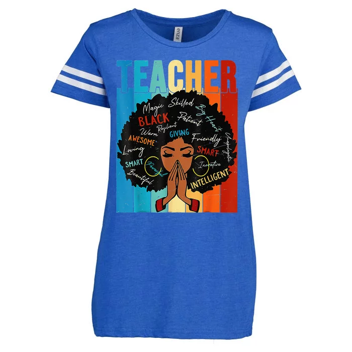 Vintage Afro Black History Month African American Teacher Enza Ladies Jersey Football T-Shirt