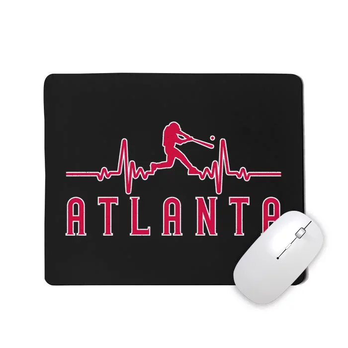 Vintage Atlanta Baseball Heartbeat Game Day Mousepad