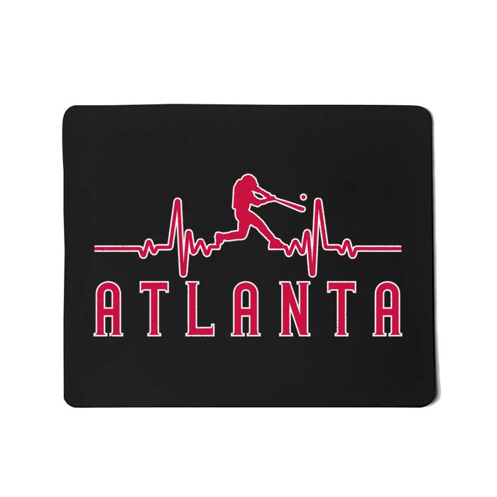 Vintage Atlanta Baseball Heartbeat Game Day Mousepad