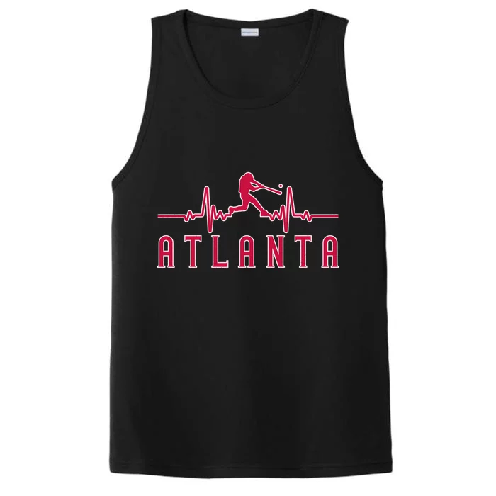 Vintage Atlanta Baseball Heartbeat Game Day Performance Tank