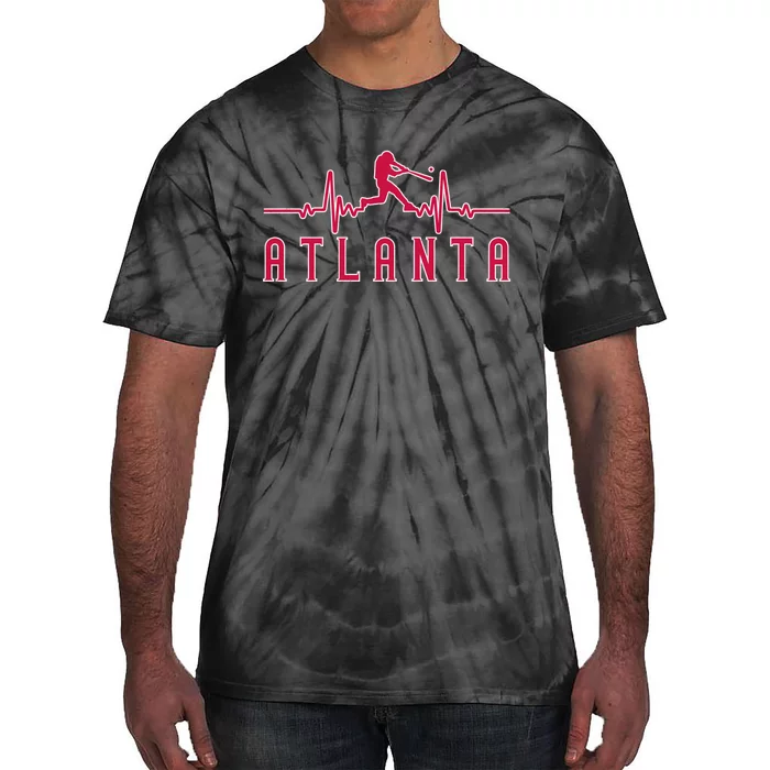 Vintage Atlanta Baseball Heartbeat Game Day Tie-Dye T-Shirt