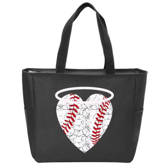 Vintage Angel Baseball Heart With Halo Zip Tote Bag