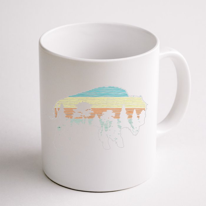 Vintage American Bison Buffalo Lover Wildlife Outdoor Trees Front & Back Coffee Mug