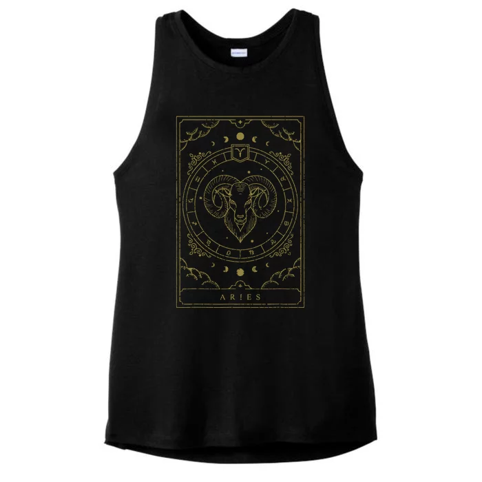 Vintage Aries Birthday Present Zodiac Sign Aries Ladies Tri-Blend Wicking Tank