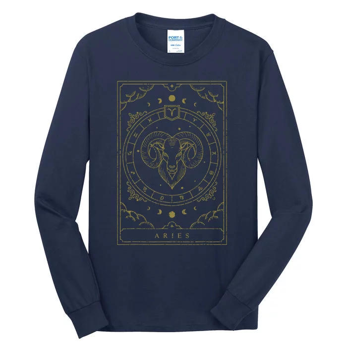 Vintage Aries Birthday Present Zodiac Sign Aries Tall Long Sleeve T-Shirt