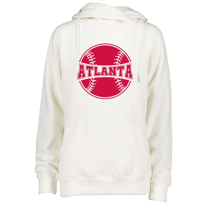 Vintage Atlanta Baseball Womens Funnel Neck Pullover Hood