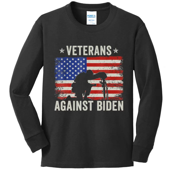 Veterans Against Biden Say Their Names Joe Anti Biden Kids Long Sleeve Shirt