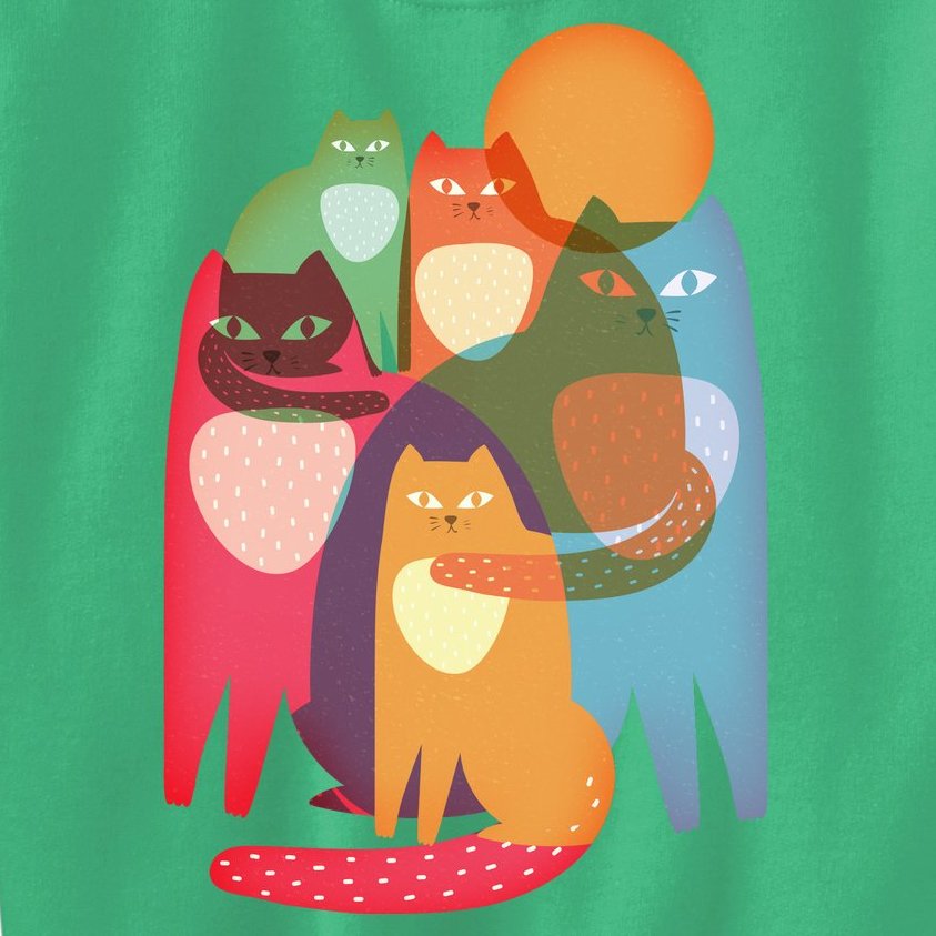 Vintage Abstract Boho Cat Pattern Kids Sweatshirt