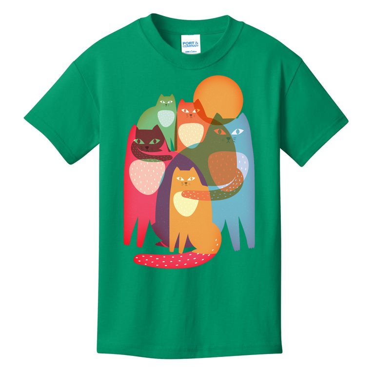 Vintage Abstract Boho Cat Pattern Kids T-Shirt