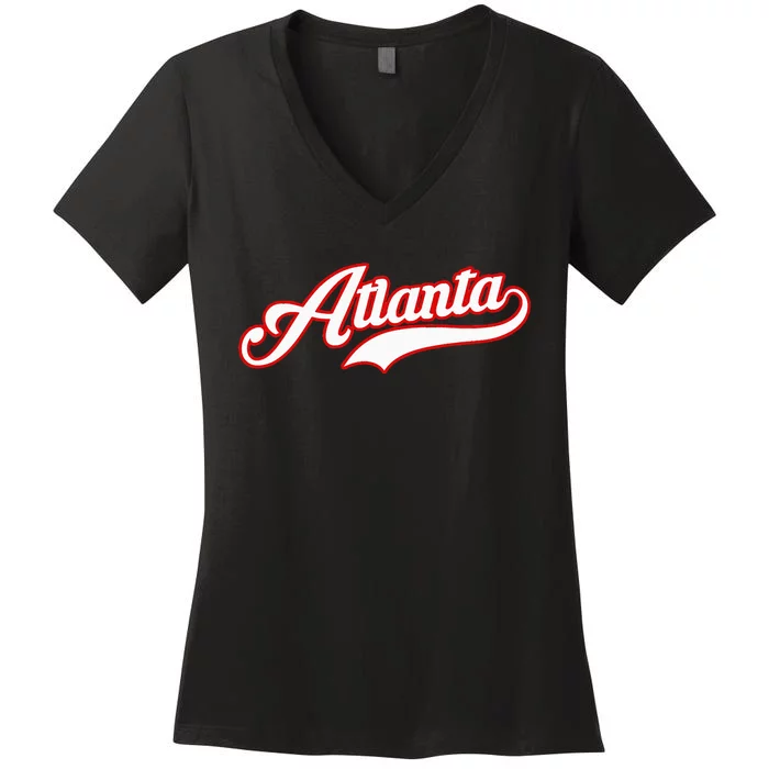 Vintage Atlanta Baseball Atl G.A.M.E.D.A.Y Women's V-Neck T-Shirt