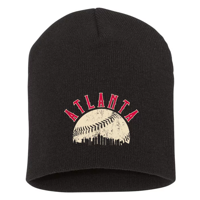 Vintage Atlanta Baseball Skyline Short Acrylic Beanie