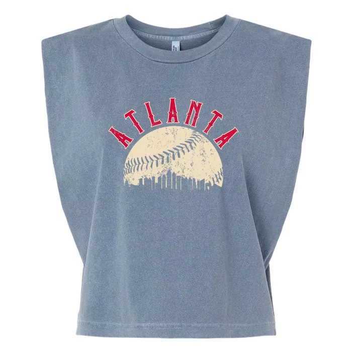 Vintage Atlanta Baseball Skyline Garment-Dyed Women's Muscle Tee