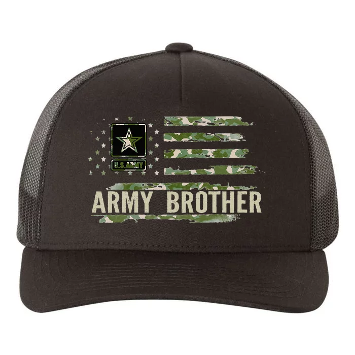 Vintage Army Brother With Camo American Flag Veteran Gift Yupoong Adult 5-Panel Trucker Hat