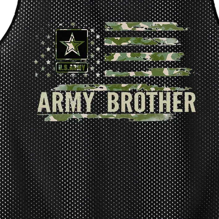 Vintage Army Brother With Camo American Flag Veteran Gift Mesh Reversible Basketball Jersey Tank