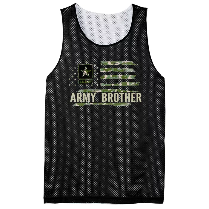 Vintage Army Brother With Camo American Flag Veteran Gift Mesh Reversible Basketball Jersey Tank