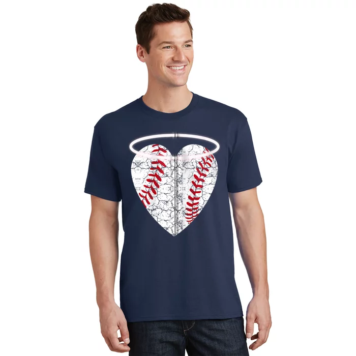 Vintage Angel Baseball Heart with Halo Zip Hoodie T-Shirt