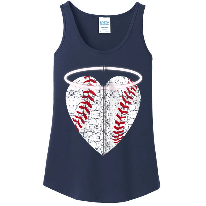 Vintage Angel Baseball Heart with Halo Zip Hoodie Ladies Essential Tank