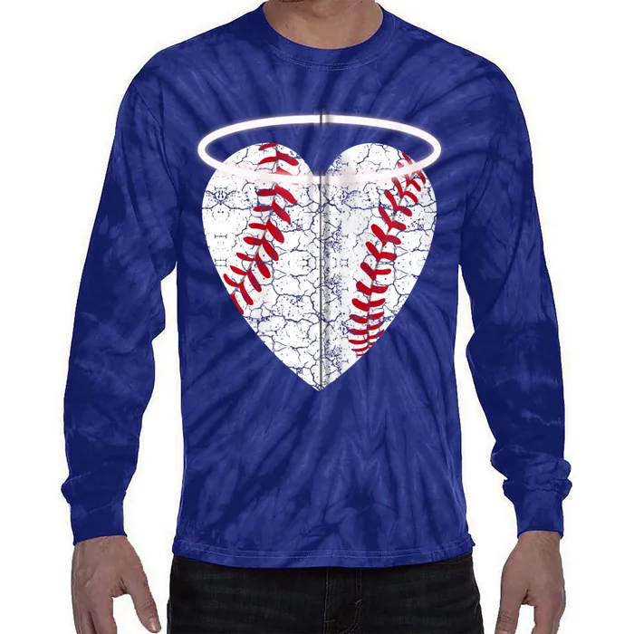 Vintage Angel Baseball Heart with Halo Zip Hoodie Tie-Dye Long Sleeve Shirt