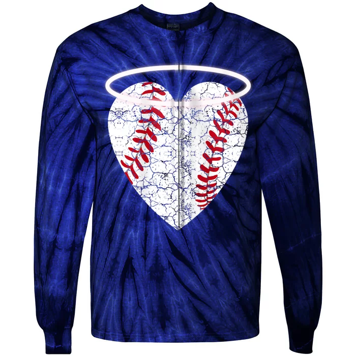 Vintage Angel Baseball Heart with Halo Zip Hoodie Tie-Dye Long Sleeve Shirt