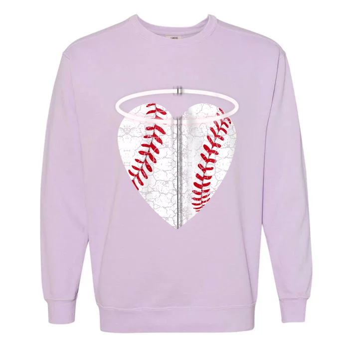 Vintage Angel Baseball Heart with Halo Zip Hoodie Garment-Dyed Sweatshirt