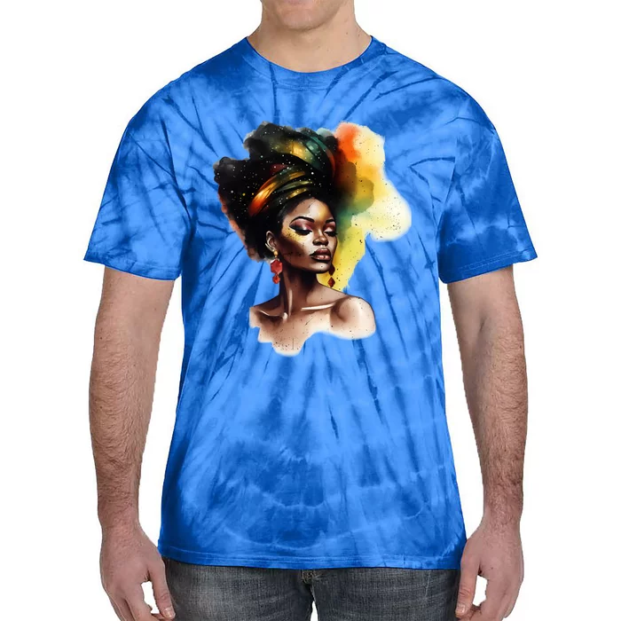 Vibrant Afro Beauty Junenth Black Freedom Black History Gift Tie-Dye T-Shirt