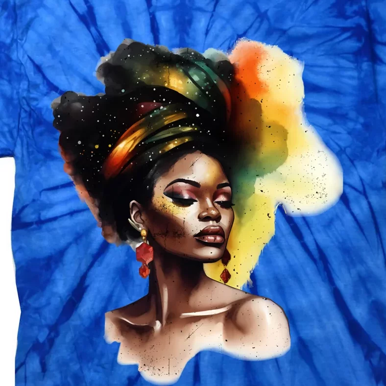 Vibrant Afro Beauty Junenth Black Freedom Black History Gift Tie-Dye T-Shirt