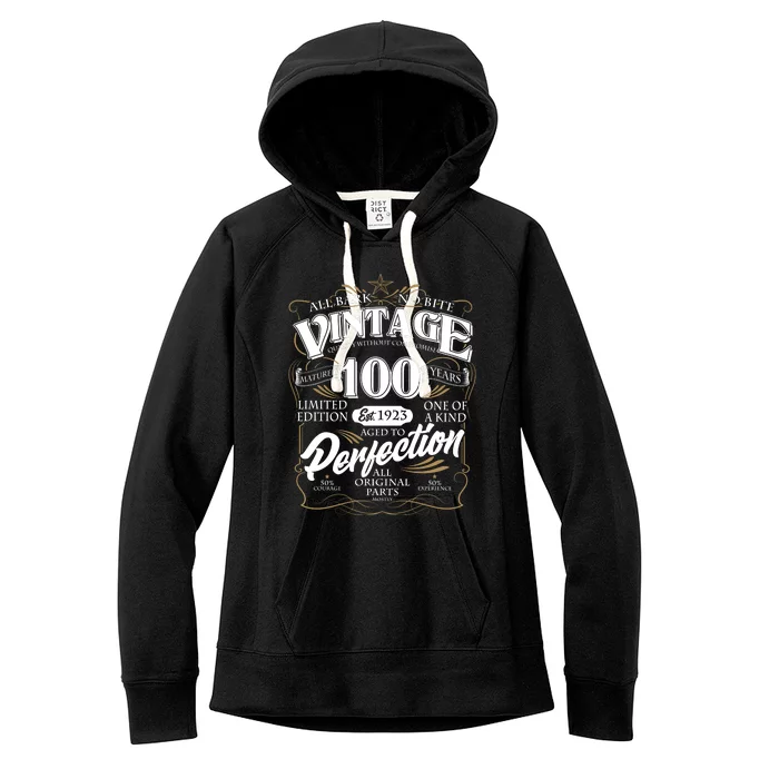 Vintage All Bark No Bite 100th Birthday Est 1923 Women's Fleece Hoodie