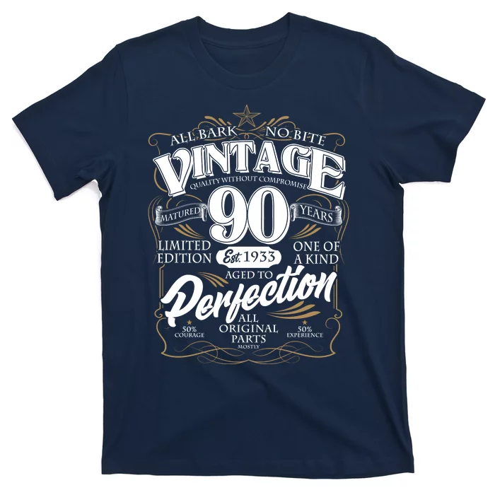 Vintage All Bark No Bite 90th Birthday Est 1933 T-Shirt