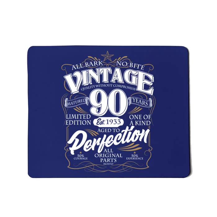 Vintage All Bark No Bite 90th Birthday Est 1933 Mousepad