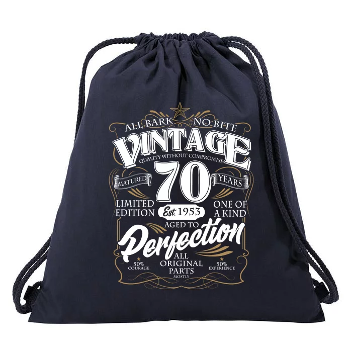 Vintage All Bark No Bite 70th Birthday Est 1953 Drawstring Bag