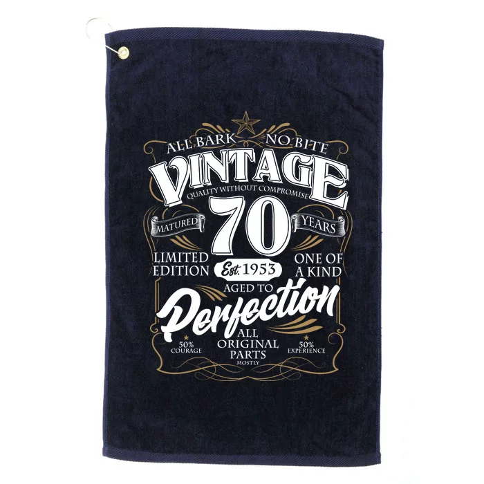 Vintage All Bark No Bite 70th Birthday Est 1953 Platinum Collection Golf Towel