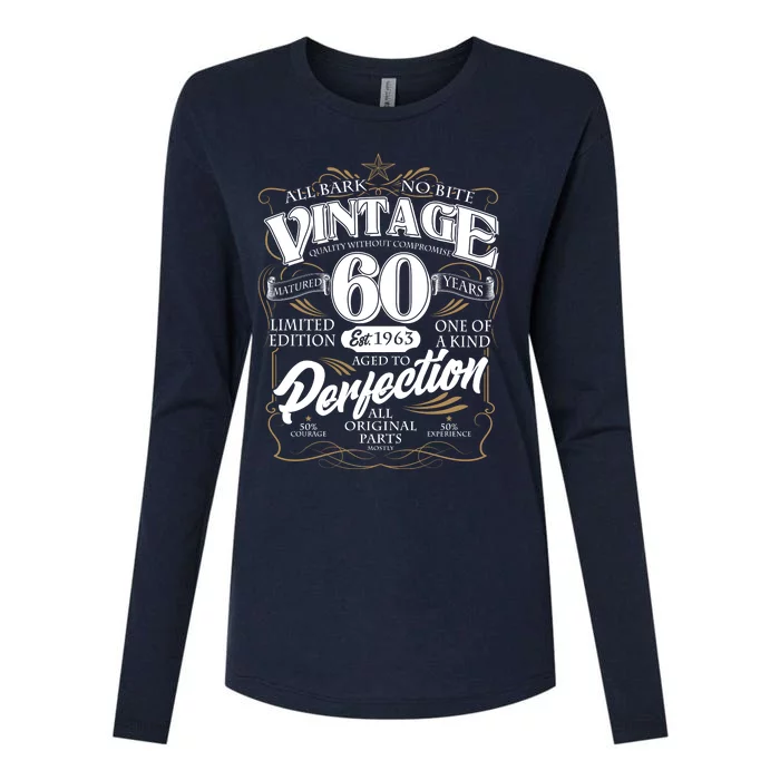 Vintage All Bark No Bite 60th Birthday Est 1963 Womens Cotton Relaxed Long Sleeve T-Shirt