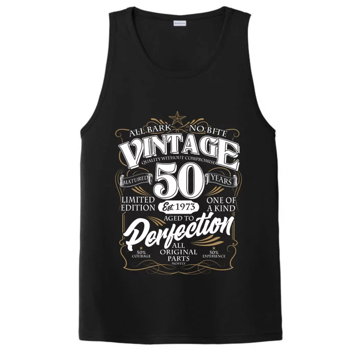 Vintage All Bark No Bite 50th Birthday Est 1973 Performance Tank