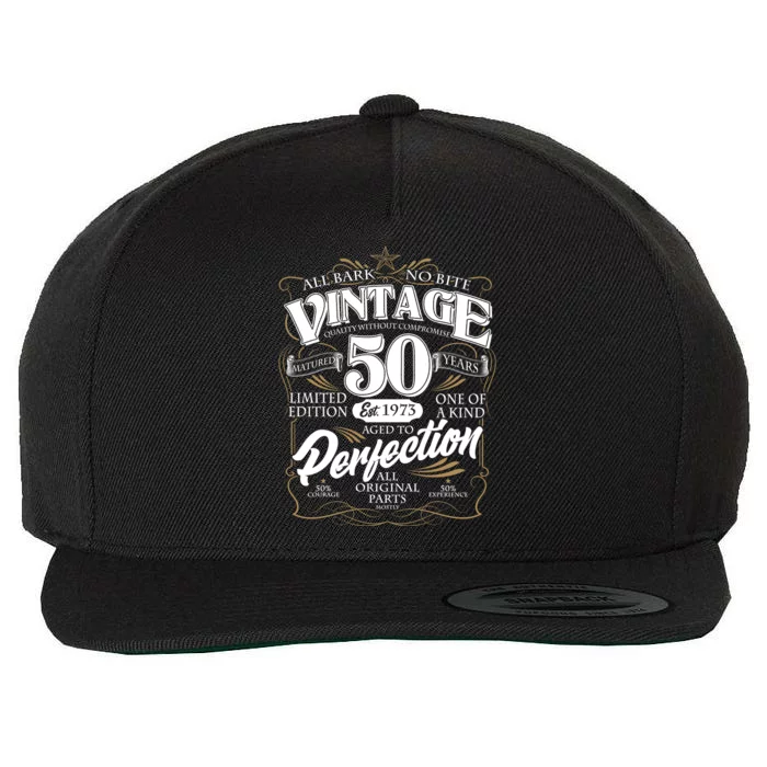 Vintage All Bark No Bite 50th Birthday Est 1973 Wool Snapback Cap