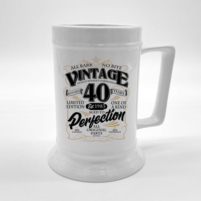 Vintage All Bark No Bite 40th Birthday Est 1983 Front & Back Beer Stein